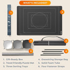 Newverest Jigsaw Puzzle Mat Roll Up, Saver Pad 55” x 35.5” Portable Keeper Up to 3000 Pieces with Non-Slip Rubber Bottom and Polyester Top + 3 Puzzle Sorting Trays, Travel-Friendly Storage Bag