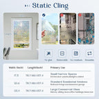 Haton Window Privacy Film, Rainbow Stained Glass Window Clings, 3D Decorative UV Sun Blocking Sticker, Removable Static Cling Heat Control Tint for Home Door, 17.5" x 78.7" Non-Adhesive