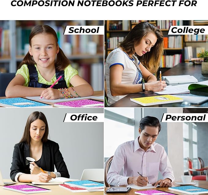 Rosmonde 5000 Pack (Pallet) Composition Notebooks Bulk, Wide Ruled, 200 Pages (100 Sheets), 9-3/4 x 7-1/2, Bulk Supplies for School Districts, Wholesale Orders, Educational Centre, 4-7 Days Transit