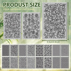 CHGCRAFT 16 Sheets Artistic Flowers Clay Texture Mat Geometric Pattern Polymer Clay Texture Sheets DIY Tools for Pottery Earring Jewelry Making Stamp Engraving Machines, 4x2.6inch