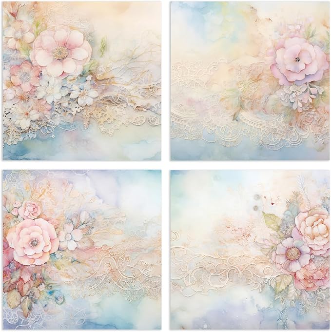 YASMEN 24 Sheets Scrapbook Paper Pads, 6X6 Single-Sided Cardstock Paper, Decorative Craft Paper, Flowers Pattern Paper Pack, DIY Decopodge Papers, Journal Scrapbooking Supplies, Card Making Supplies