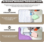 Wshxjzyay 3 Pack Magnetic Seam Guide for Sewing Machine, Upgraded Multifunctional Polygonal Hemmer Guide with Scale, Universal Sewing Accessory for Magnet Making Machine (3 Colors)