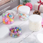 SATINIOR 12 Pack Plastic Container Jars with Lids Round Clear Travel Cosmetic Container Jars for Toiletries, Lotion, Cream, Ointments, Makeup, Rhinestone, Samples, Kitchen Storage (7 Ounce, Clear)