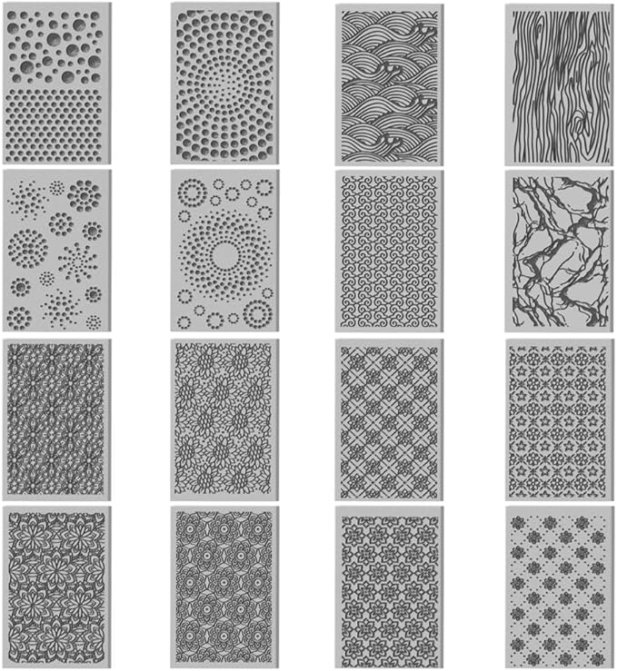 CHGCRAFT 16 Sheets Abstract Floral Clay Texture Mat Seamless Flower Pattern Polymer Clay Texture Sheets DIY Tools for Pottery Earring Jewelry Making Stamp Engraving Machines, 4x2.6inch