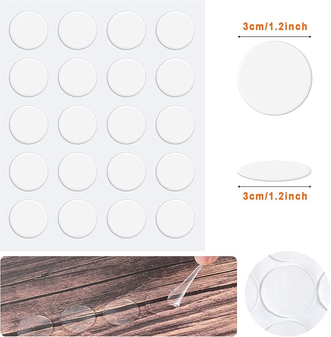 Zonon 200 Pcs Double Sided Adhesive Dots Clear Glue Point Tape Stickers Balloon Glue Round Mini No Traces Adhesive Sticker Dot Sticker for Classroom Decor Craft DIY Office (1.2 Inch/ 30 mm)