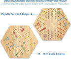 Original Marble Game Wahoo Board Game Double Sided Painted Wooden Fast Track Board Game for Family Friends and Party 6 and 4 Players 6 Colors 24 Marbles 6 Dice