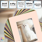 Mat Board Center, Pack of 50, 8x10 for 5x7 Mixed Color Mats - Acid Free, 4-ply Thickness, White Core - for Pictures, Photos, Framing