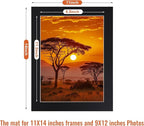 HOTUO 10 Pack Acid Free Black 11x14 Picture Frame Mats for 9x12, Pre-Cut with Ivory Core Bevel Cut, 4 Ply Thickness Photo Mat for Frames/Artwork/Prints/Pictures.