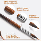 Watercolor Brushes Professional, Fuumuui 9pcs Sable Paint Brushes & Natural Squirrel Mop Brush Set with Extended Needle, Round Point, Flat, Dagger, Quill Wash for Watercolor Gouache Inks