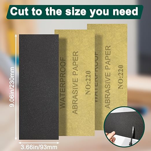 20PCS Sand Paper 220 Grit Sandpaper Sheets, 9 x 3.6 Inch Wet Dry Sandpaper Sheets, Sand Paper for Metal, Wood Furniture, Automotive and Crafts