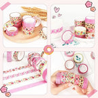 12 Rolls Donut Washi Tape Set, Candy Donuts Stars Masking Tapes, Cartoon Craft Pattern Adhesive Tapes for Planners, Scrapbook Decorating, Journal, DIY Art Crafts, Gift Wrapping 16.4Ft