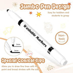 18 Pcs Line Washable Markers Bulk Black Fine Tip Markers Set Coloring Thin Tip Drawing Washable Pen for Kids Art School Classroom Back to School Gender Reveal Party Supplies, Ages 6+
