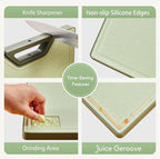 Titanium Cutting Board – Double Sided Cutting Boards for kitchen, Pure Titanium & Wheat Straw PP, Food-Grade Metal Chopping Board, Easy to Clean Large Size 16"x11"