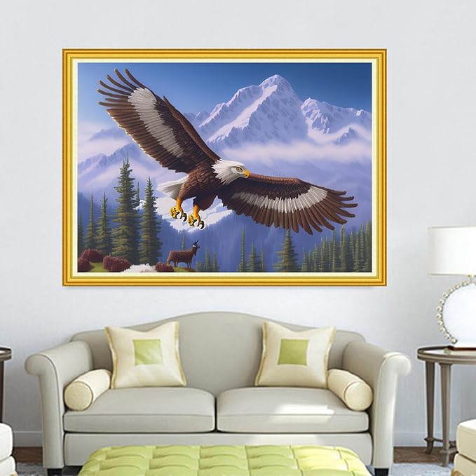 Dimensean Stamped Cross Stitch Kits Full Range of Embroidery Patterns Starter Kits for Beginners Adult or Kids DIY Cross Stitches Needlepoint Kits 11CT-Flying Owl 15.7x19.7 inch
