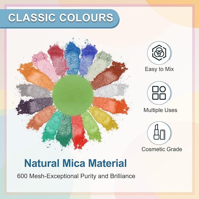 uxcell 10g/0.35oz Cosmetic Grade Mica Powder, 600 Mesh Mica Powder Natural Resin Epoxy Pigment Powders for Casting Resin, Candle Dye, DIY Nail Polish and Lip Gloss, Green