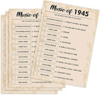 80th Birthday Party Games, Music of 1945 Games, Birthday Party Supplies for Adults, Fun 1945s Party Game，Pack of 30 Cards