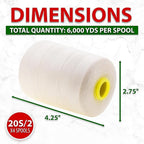 Mandala Crafts 4 Pack of Serger Threads Cones Spools - 20S/2 24000 Yards Polyester Ivory Threads for Sergers Machine and Overlock Quilting Sewing Machine
