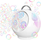 Bubble Machine for Kids Toddlers,45°/360° Auto Rotatable Spherical Bubble Maker Toy with LED Light,Rechargeable Bubble Blower for 3 4 5 Year Old,Wedding Party Easter Birthday Gifts (Spherical White)