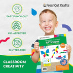 ARTshapes 840 pc Creative Paper Shapes Pack with 70+ Idea Guide - US Made Card Stock - Punch Out Funky DIY Craft Supplies for Whimsical Art Designs, Paper Crafts, and Pattern Play 5 Jewel Colors