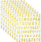 Outus 576 Pieces 8 Sheets Letters Stickers Self Adhesive Vinyl Letter Alphabet Number Stickers Mailbox Numbers Sticker, Decals for Classroom Decor, Sign, Door(Gold,1 Inch)