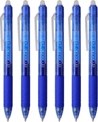 ParKoo Retractable Erasable Gel Pens Clicker, Fine Point 0.7mm, Make Mistake Disappear, Blue Ink for Note Taking and Crossword Puzzles, 6-Pack