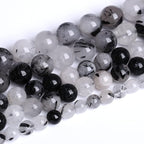 AAA Natural Black Quartz Rutilated Beads Round Loose Beads for Jewelry Making DIY Bracelet 60pcs 6mm Crystal Energy Healing Power Stone (Black Rutilated Quartz Crystal, 6mm)