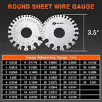 ZeeDix Wire Gauge Measuring Tool (2 Pcs) - Round Dual Sided Metal Sheet Gage & Metal Sheet Thickness Gauge, Stainless Sheet Wire Size Chart & Welding Measurement Tool
