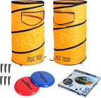 Folding Disc Toss Game Set - Flying Disc Toss Dunk Game Set - Includes 2 Disc Targets with Bean Bag & 2 Flying Discs & Carrying Case - Great for Backyard,BBQs,Tailgating