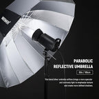 NEEWER 65"/165cm Parabolic Reflective Umbrella Photography with Silver Inner, Soft Lighting with Diffuser Cover, Bag, Quick Fold for Camera Photo Studio Video Light Shooting Monolight Flash, NS3U