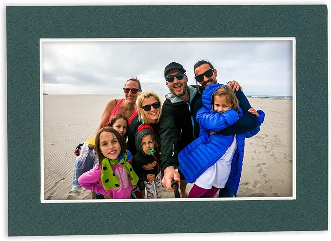 Pack of 25 Acid Free 8x10 Mats Bevel Cut for 5.5x8.5 Photos - Forest Green Precut Matboards For Pictures, Photos, Framing - 4-ply Thickness