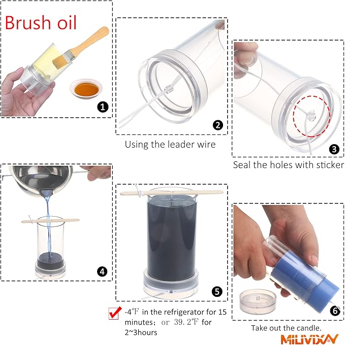 MILIVIXAY 3PCS Pillar Candle Molds - Plastic Cylinder Candle Mold Set for Candle Making-Candle Making Molds-60 Ft. of Wick, 50pcs Wick Stickers, 3pcs Wick Holders and 1pc Iron Wire Included as a Gift.
