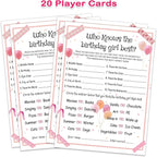 Who Knows the Birthday Girl Best - Girl Birthday Party Game - Themed Party Activity and Idea - Supplies, Decorations - 20 Game Cards
