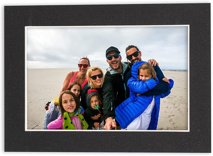 6x8 Mat for 8x10 Frame - Precut Mat Board Acid-Free Textured Black 6x8 Photo Matte Made to Fit a 8x10 Picture Frame, Premium Matboard for Family Photos, Show Kits, Art, Picture Framing, Pack of 1 Mat