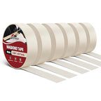 RED WOLF 0.94" x 60 Yards Masking Tape 6 Pack, General Purpose for Painting Arts Crafts Label Car Painting, Sharp Paint Line No Residue Painters Tape White Beige Crepe Paper Tape Heat Resistance