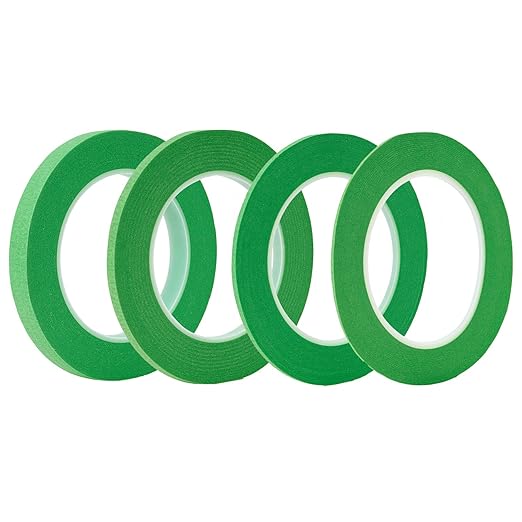 QDiShi 4 Rolls Fine Line Tape(Green), Fineline Masking Tape in 1/16, 1/8, 1/4 and 1/2 Inch Wide x 52 Yard Long, Automotive Masking Tape for DIY Car Auto Paint Art
