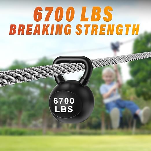 Stainless Steel Cable for Railing - 100FT 1/4" T316 Wire Rope with Clamps and Thimbles - 7 x 19 Strands 6700 LBS Breaking Strength for Outdoor Deck Railing Zipline