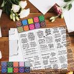 6 Pcs Greeting Words Clear Stamps for Card Making Supplies 20 Ink Pad 3 Acrylic Stamp Block Silicone Stamp with Holiday Bless Happy Birthday Stamps for Crafting DIY Scrapbooking Journal