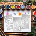 9PCS Metal Stencils Wood Burning Stencil Journal Border Stencils Letter Stencil Engraving Templates for Painting Scrapbooking Bookmark Flower Vines DIY(4 x 7 Inch)