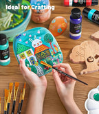40 PCS Acrylic Paint Set with 12 Brushes, 2 Knives & Palette, 24 Colors (2oz/60ml) Art Craft Paint for Adults Kids Artists Beginners, Halloween Pumpkin Canvas Ceramic Rock Painting Kit