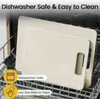 Cutting Boards for Kitchen [Set of 2], Wood Fiber Composite Cutting Board, Dishwasher Safe, Non Slip Non Toxic Chopping Board for Meat Vegetables Fruit Cheese - White