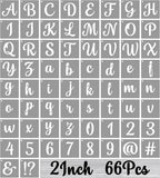 BAMIDELE 2 Inch Alphabet Letter Stencils for Painting, 66 Pcs Reusable Plastic Calligraphy Letter Stencils and Numbers Template Kit for Painting on Wood, Chalkboard, Fabric, Door Porch, Wall Art