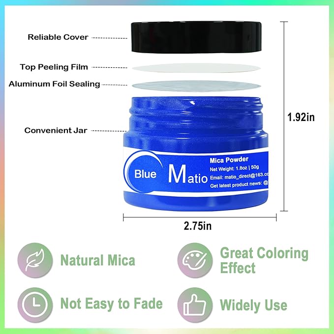 Matio Silver Black Mica Powder for Epoxy Resin, 1.8oz/ 50g Pearlescent Effect Mica Powder Natural Color Pigment for Soap Making, Bath Bomb, Candle Dye,Resin Craft,Paint,Nails Art,Jewelry,Slime Pigment
