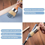 Mister Rui Chalk Paint Brushes, 3 Pack Wax Brush Set, Round Paint Brush Use with All Paints, Natural Bristle Brush for Painting, Stencils, Waxing, Home Decor, DIY Art Crafts