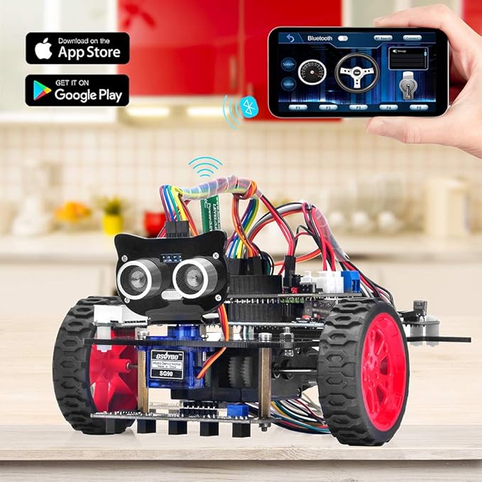 OSOYOO Model 3 Robot Car DIY Starter Kit for Arduino,Educational Motorized Robotics, Remote Control App, Learning How to Code, IOT Mechanical Coding for Teens and Adults