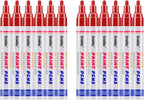 Red Paint Markers, 12 Pack Oil-Based Waterproof Quick Dry Permanent Paint Pen Set for Rocks Painting, Wood, Fabric, Plastic, Canvas, Glass, Mugs, Metal, Tire, Stone, DIY Craft