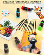 Nicpro 36 Colors Acrylic Paint Set with 12 Brushes & Palette, Non Toxic Art Supplies Kit for Fabric Painting, Canvas, Clay, Wood, Rock & Ceramic, Rich Pigments for Beginners, Students & Professional Artist (2 oz, 60 ml)