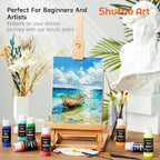54 Colors Acrylic Paint, Shuttle Art Acrylic Paint set with 12 Paint Brushes, 2oz/60ml Bottles, Rich Pigmented, Water Proof, Premium Paints for Artists, Beginners and Kids on Canvas Rocks Wood Ceramic
