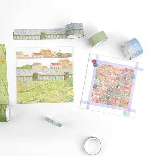 Dizdkizd Floral Green Washi Tape Set, 20 Rolls Cute Seasonal Masking Tape Aesthetic Journaling Supplies for Planner Scrapbooking Calendar Card Making