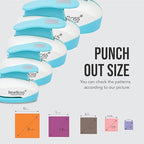 BearBoss Square Paper Punch Set, 5 Different Sizes, Scrapbooking Crafting Tool, Classic White