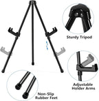 14" High Tabletop Instant Display Easel - Black Steel Small Tripod Easel Stand with Adjustable Holders for Pictures, Paintings, Posters and Store Signs(1 Pack)